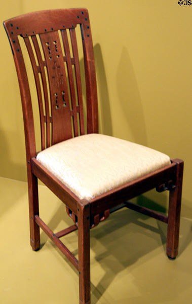 Side chair (1907-9) by Charles Sumner Greene of Pasadena, CA made by Peter Hall Manuf. Co. at Art Institute of Chicago. Chicago, IL.