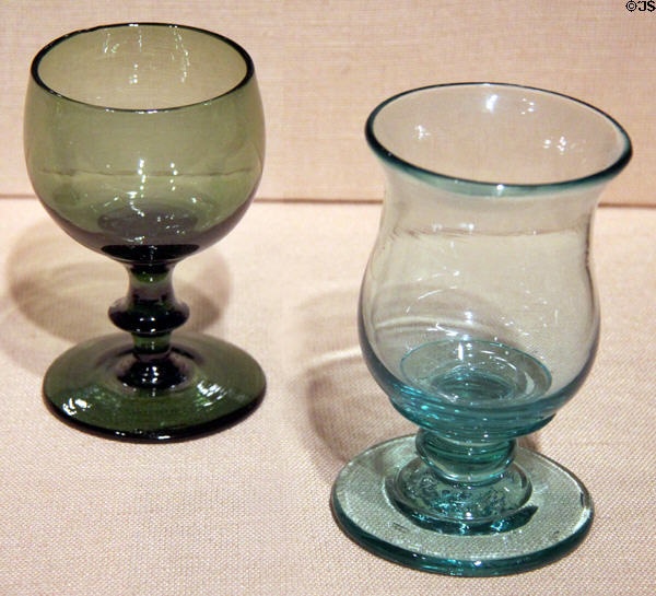 Claret glass (1824-40) attrib. Jersey Glass Co., NJ & glass goblet (1831-51) attrib. Redford Glass Co., NY at Art Institute of Chicago. Chicago, IL.
