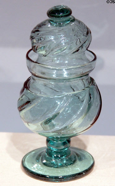 Hand-blown glass sugar bowl (1835-55) from New England at Art Institute of Chicago. Chicago, IL.