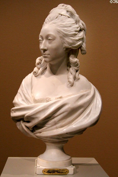 Marble bust of Anne-Marie-Louise Thomas de Domangeville de Sérilly, Comtess de Pange (1780) by Jean-Antoine Houdon at Art Institute of Chicago. Chicago, IL.