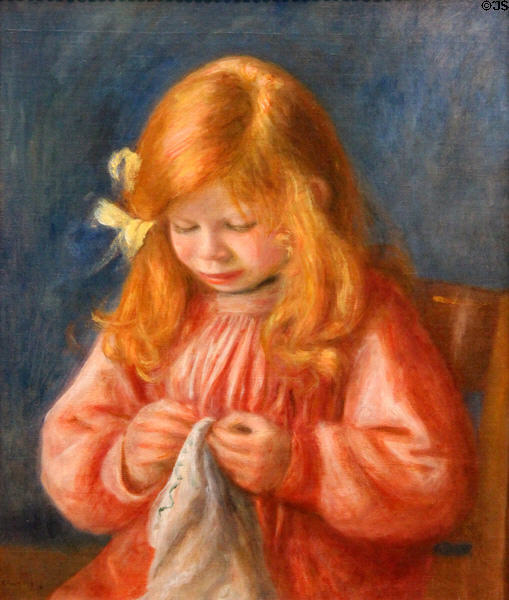 Jean Renoir Sewing painting (1898-9) by Auguste Renoir at Art Institute of Chicago. Chicago, IL.