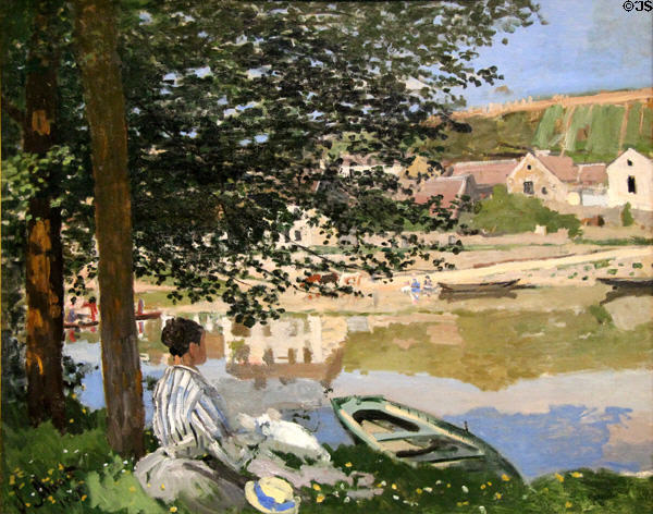 On the Bank of the Seine, Bennecourt painting (1868) by Claude Monet at Art Institute of Chicago. Chicago, IL.