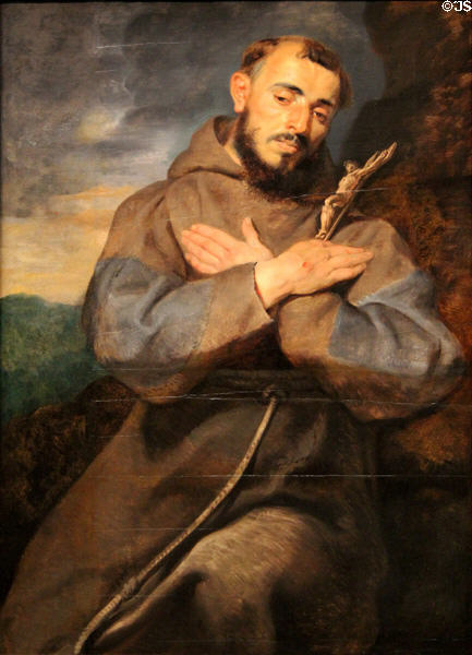 St Francis in Meditation painting (c1615) by Peter Paul Rubens at Art Institute of Chicago. Chicago, IL.