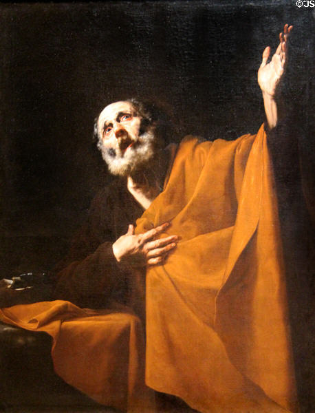 Penitent St Peter painting (1628-32) by Jusepe de Ribera at Art Institute of Chicago. Chicago, IL.