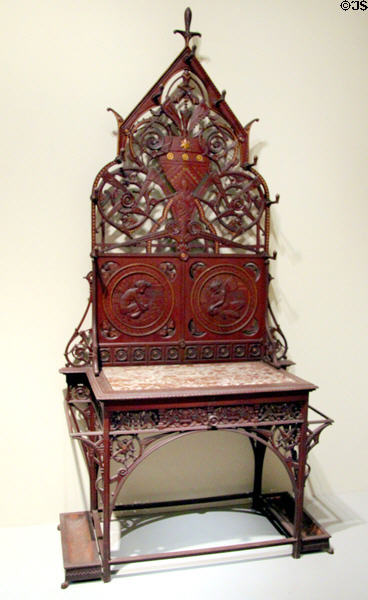 Cast iron hall stand (c1870) by Christopher Dresser & made by Coalbrookdale Co. of Ironbridge, England at Art Institute of Chicago. Chicago, IL.