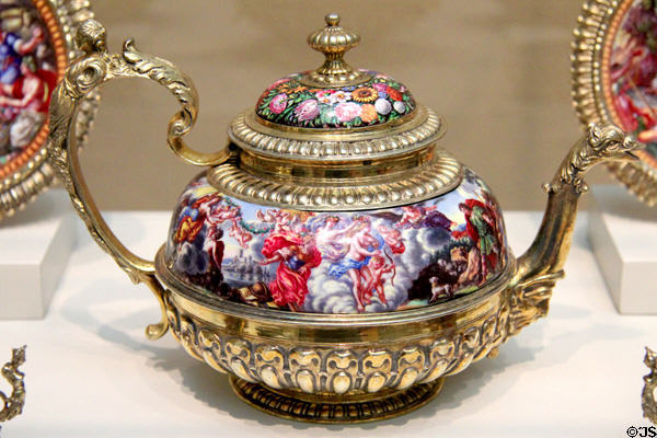 Enameled metal teapot (c1700) by Matthäus Baur II of Germany at Art Institute of Chicago. Chicago, IL.