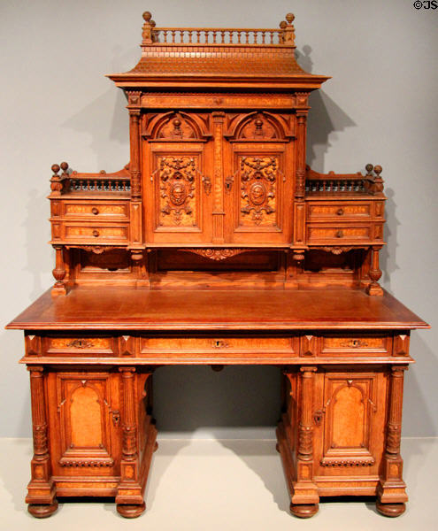 Desk & bookcase (1893) by Ladislaus Zdzieblowski of Chicago, IL made for 1893 World's Columbian Exposition at Art Institute of Chicago. Chicago, IL.
