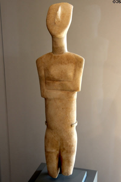 Cycladic marble female figure (2600-2400 BCE) prob. from island of Keros at Art Institute of Chicago. Chicago, IL.