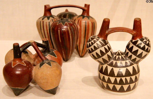 Nazca ceramic vessels in form of peppers & roots (180 BCE-500 CE) from South Coast, Peru at Art Institute of Chicago. Chicago, IL.
