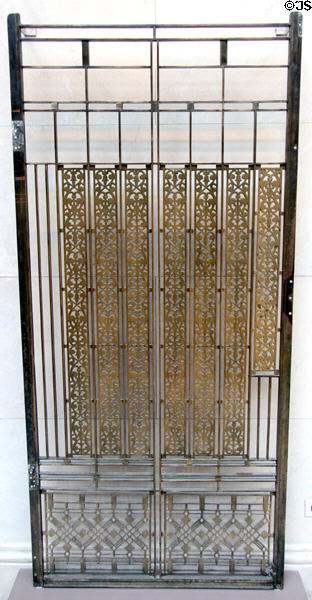 Wrought iron elevator grill (1907) from Rookery Building, Chicago by Frank Lloyd Wright at Art Institute of Chicago. Chicago, IL.