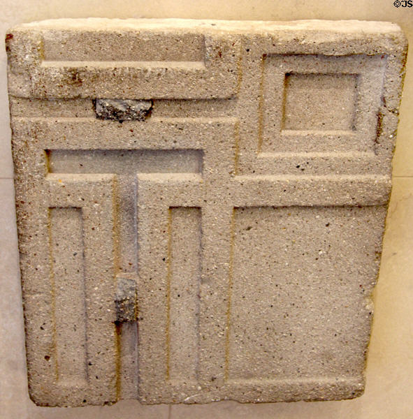 Concrete block (1913-4) from demolished Midway Gardens, Chicago by Frank Lloyd Wright at Art Institute of Chicago. Chicago, IL.