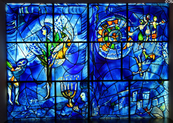 America stained glass window (1975-7) by Marc Chagall at Art Institute of Chicago. Chicago, IL.