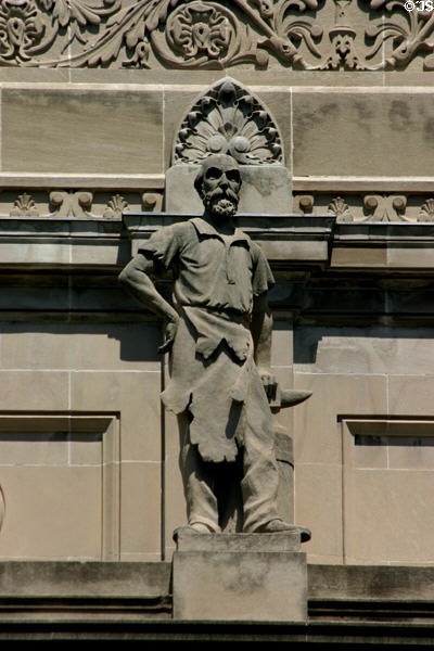 Blacksmith statue on State Capitol. Indianapolis, IN.