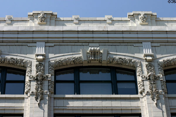 Wm H. Block Co. building upper story decorations. Indianapolis, IN.