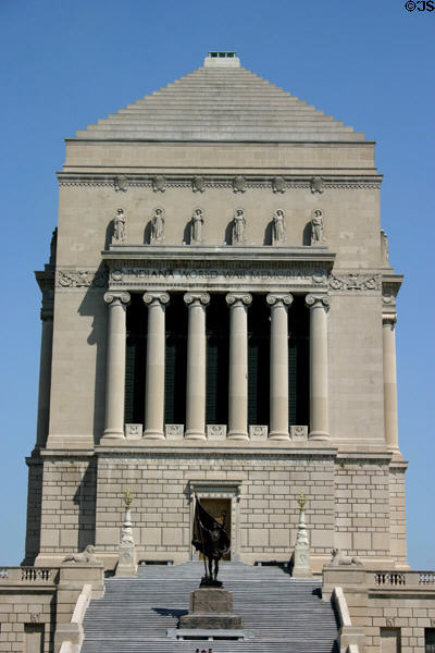Indiana World War Memorial (1929) with sculptures by Henry Hering. Indianapolis, IN. Style: Classical revival. Architect: Walker & Weeks.