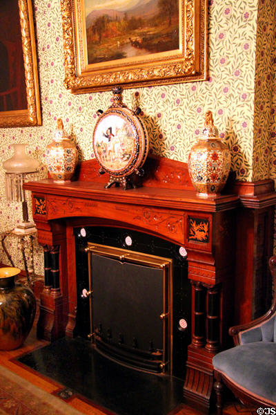Fireplace in parlor at Benjamin Harrison Presidential Site. Indianapolis, IN.