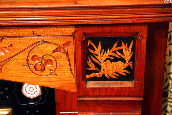 Fireplace inlay details in parlor at Benjamin Harrison Presidential Site. Indianapolis, IN.