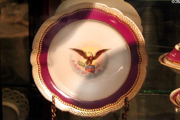 Lincoln Presidential porcelain plate at Benjamin Harrison Presidential Site. Indianapolis, IN.