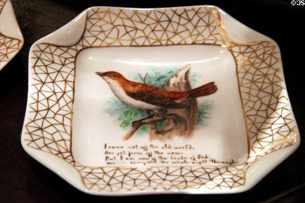 Porcelain hand-painted by Caroline Scott Harrison wife of Benjamin at Benjamin Harrison Presidential Site. Indianapolis, IN.