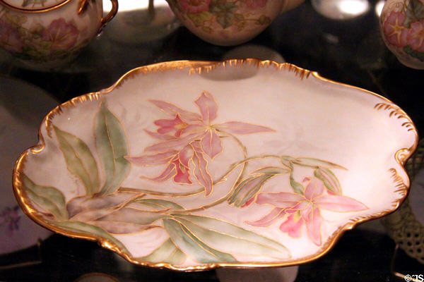 Porcelain hand-painted by Caroline Scott Harrison wife of Benjamin at Benjamin Harrison Presidential Site. Indianapolis, IN.