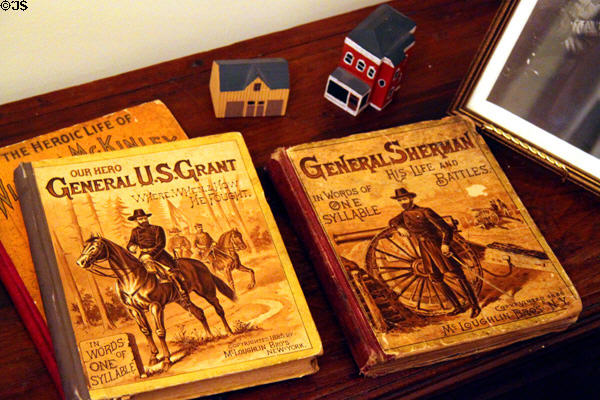In Words of One Syllable readers featuring Gens. U.S. Grant & Sherman by McLoughlin Bros. at Benjamin Harrison Presidential Site. Indianapolis, IN.