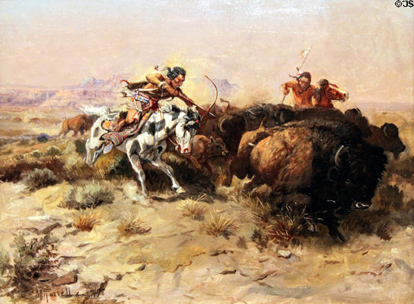 Buffalo Hunt painting (1898) by Charles Marion Russell at Eiteljorg Museum. Indianapolis, IN.
