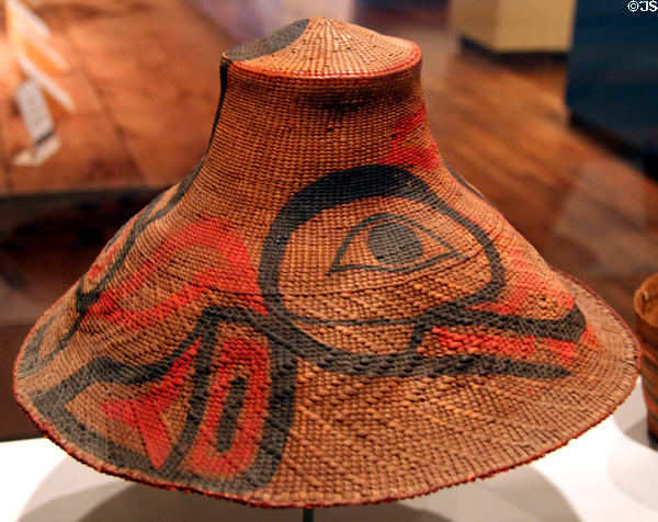 Haida basket hat with killer whale (c1890) at Eiteljorg Museum. Indianapolis, IN.