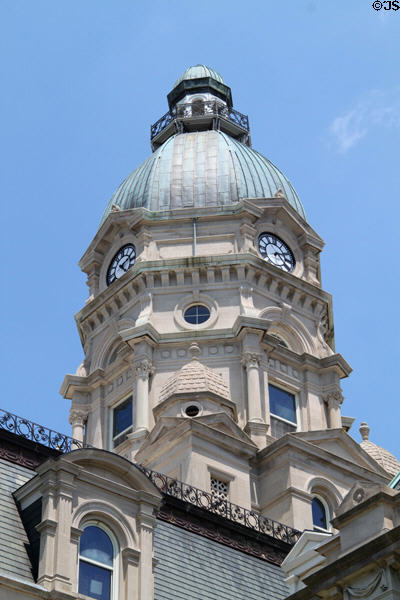 Copper clock tower dome of Vigo County Courthouse. Terre Haute, IN.