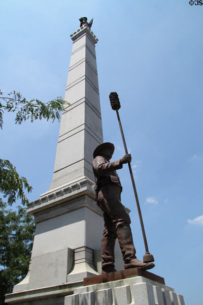 Artillery-man sculpture on Terre Haute Solders & Sailors Civil War Monument. Terre Haute, IN.