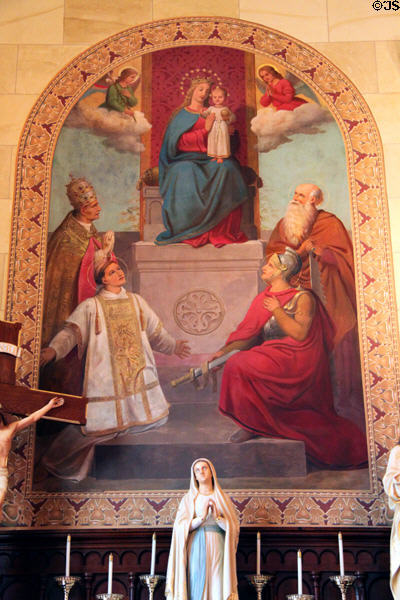 Virgin & Child with bishops Simon, Celestine, Stephen & Maurice painting (1870) by Wilhelm Lamprecht in Old Cathedral. Vincennes, IN.