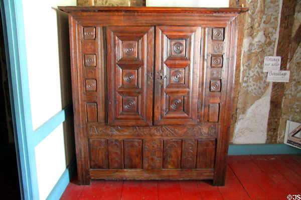 French-style lit-clos (1759) bed enclosed in a cabinet in Old French House. Vincennes, IN.
