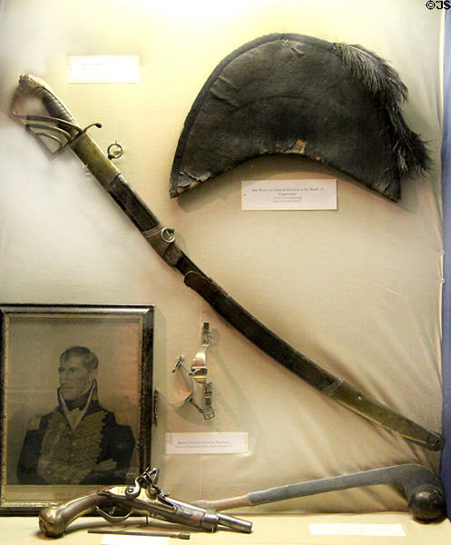 General William Henry Harrison objects used at Tippecanoe at Grouseland. Vincennes, IN.