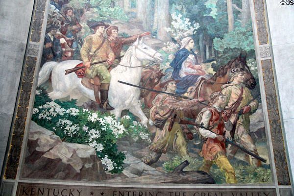 Kentucky - Entering the Great Valley mural detail in Clark Memorial. Vincennes, IN.