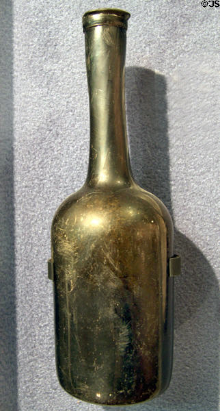 French wine bottle (mid 18thC) as used by French settlers in Wabash River Valley at Clark Memorial. Vincennes, IN.