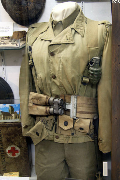 Standard field jacket & equipment used by U.S. troops at Normandy at Indiana Military Museum. Vincennes, IN.