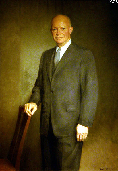 Portrait of President Dwight D. Eisenhower by Thomas E. Stephens at Eisenhower Museum. Abilene, KS.