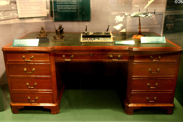 Desk used by Eisenhower at Columbia University, SHAPE headquarters & the White House at Eisenhower Museum. Abilene, KS.