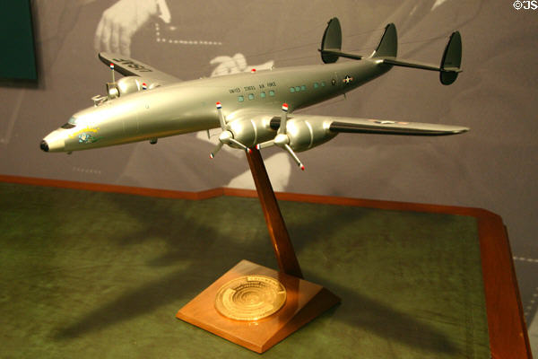 Scale model of Eisenhowers presidential plane Columbine II (1953-4) at Eisenhower Museum. Abilene, KS.