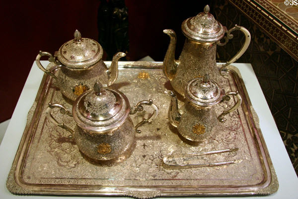 Silver & gold coffee & tea service given by Shah of Iran at Eisenhower Museum. Abilene, KS.
