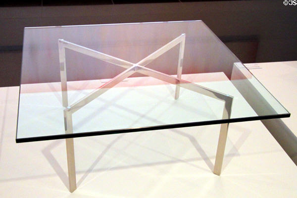 Barcelona Table (designed 1929) by Ludwig Mies van der Rohe at Wichita Art Museum. Wichita, KS.