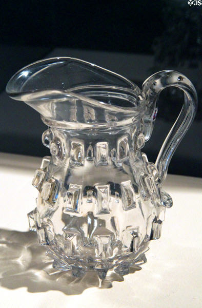 Lead glass blown pitcher in cleat pattern (c1860) attrib. to New England Glass Co. at Wichita Art Museum. Wichita, KS.