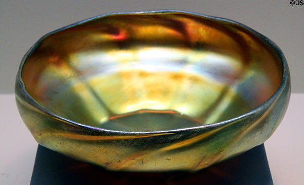 Blown favrile glass bowl by Louis Comfort Tiffany at Wichita Art Museum. Wichita, KS.