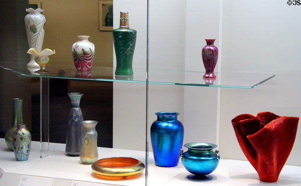 Steuben glass vases & bowls (c1905-20) at Wichita Art Museum. Wichita, KS.