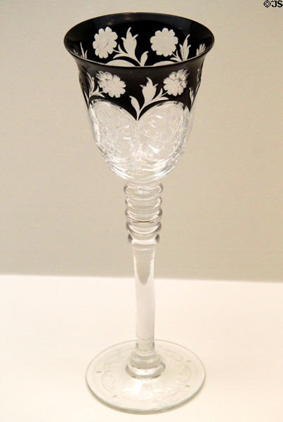 Cut & engraved lead glass goblet (c1925) by Frederic Carder of Steuben at Wichita Art Museum. Wichita, KS.