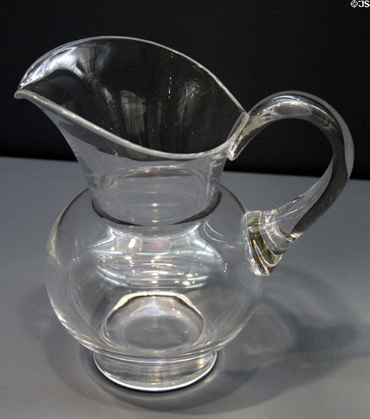 Lead glass water pitcher (designed 1939) by John Dreves of Steuben at Wichita Art Museum. Wichita, KS.