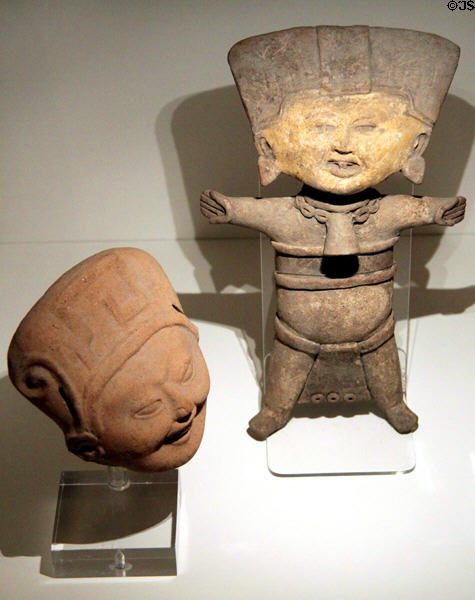 Smiling ceramic figures (pre-Columbian) from Veracruz, Mexico at Wichita Art Museum. Wichita, KS.