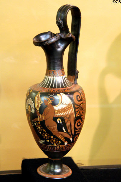 Ancient Greek Oinochoe pitcher for pouring wine at Museum of World Treasures. Wichita, KS.