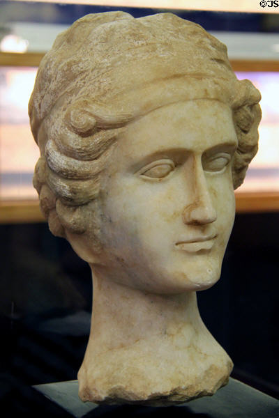 Roman marble head of woman (1stC BCE) at Museum of World Treasures. Wichita, KS.