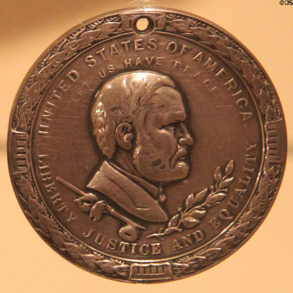 Ulysses S. Grant peace treaty medal (1868-76) at Sedgwick County Historical Museum. Wichita, KS.