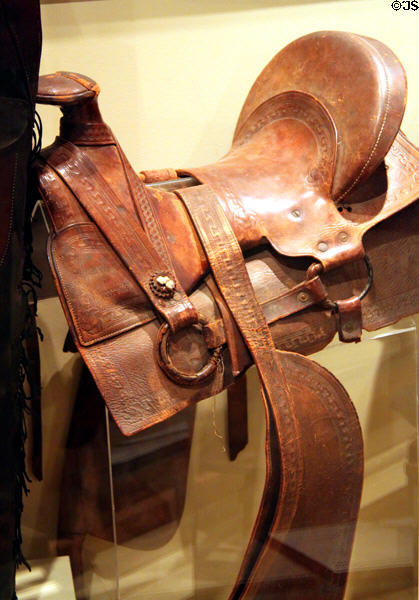 Leather saddle (c1875) at Sedgwick County Historical Museum. Wichita, KS.
